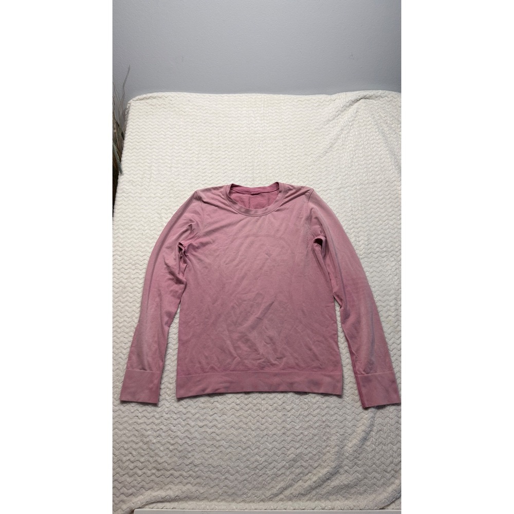 Lululemon Swiftly Tech Long Sleeve Shirt Pink Heathered Crew Neck Size 6 4501